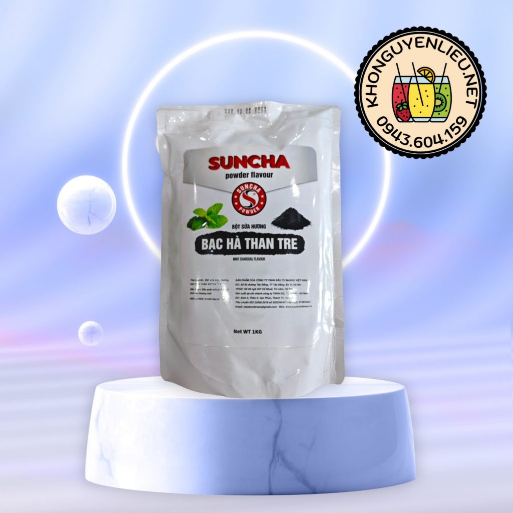 Bột sữa hương Bạc Hà Than tre Suncha túi 1kg