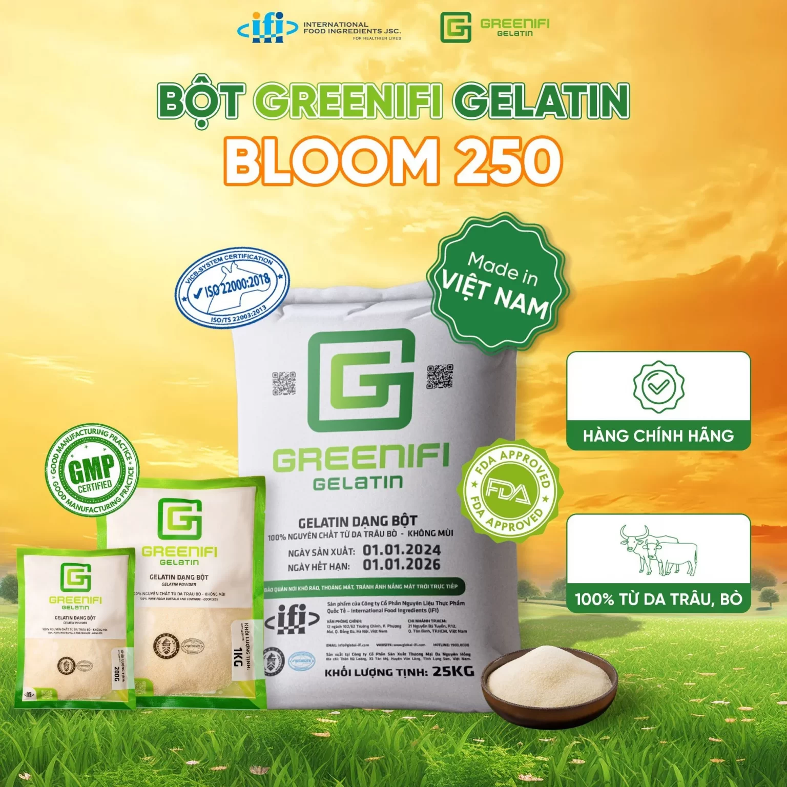 Bột Gelatin Cao Cấp - 250 Bloom
