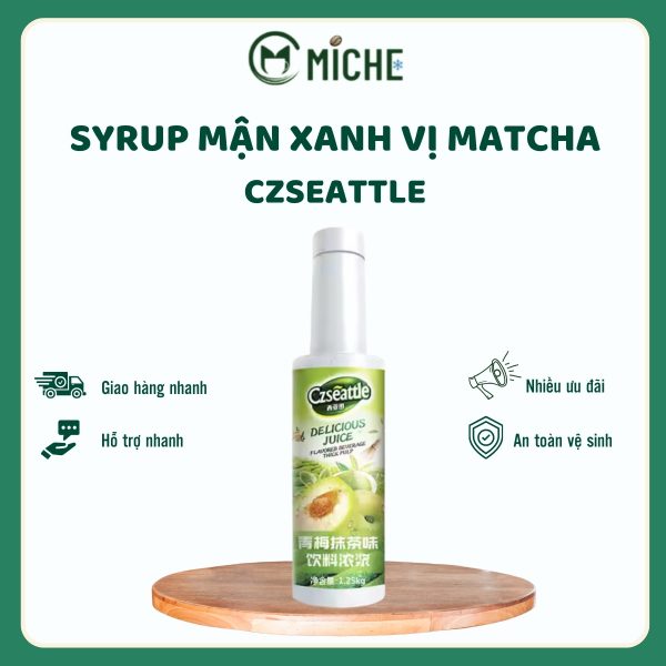 Siro Mận Xanh Vị Matcha Czseattle Chai 1.25kg