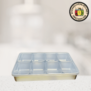 Khay Topping Inox 8 ngăn nắp nhựa mica
