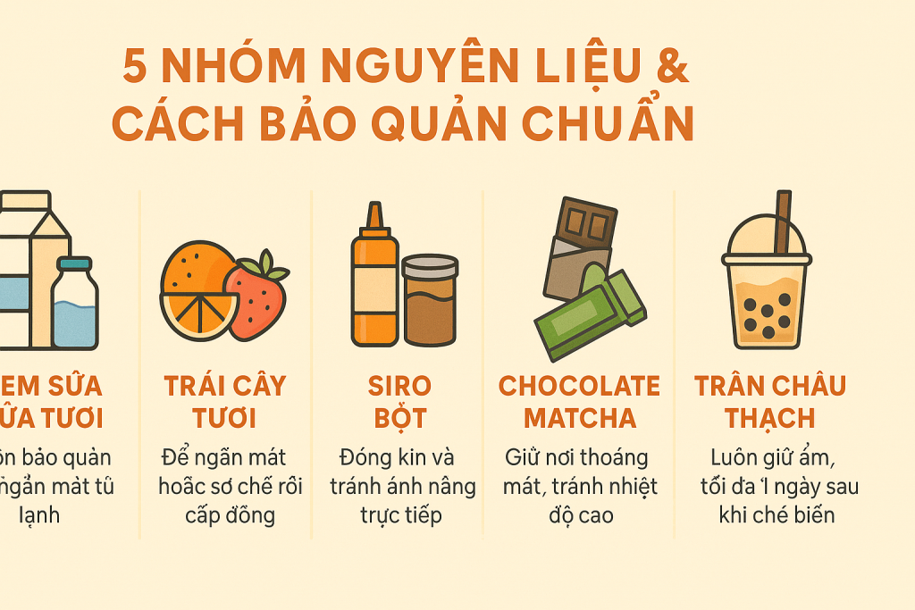 Bảo quản nguyên liệu pha chế – Bí quyết giữ hương vị và tiết kiệm chi phí