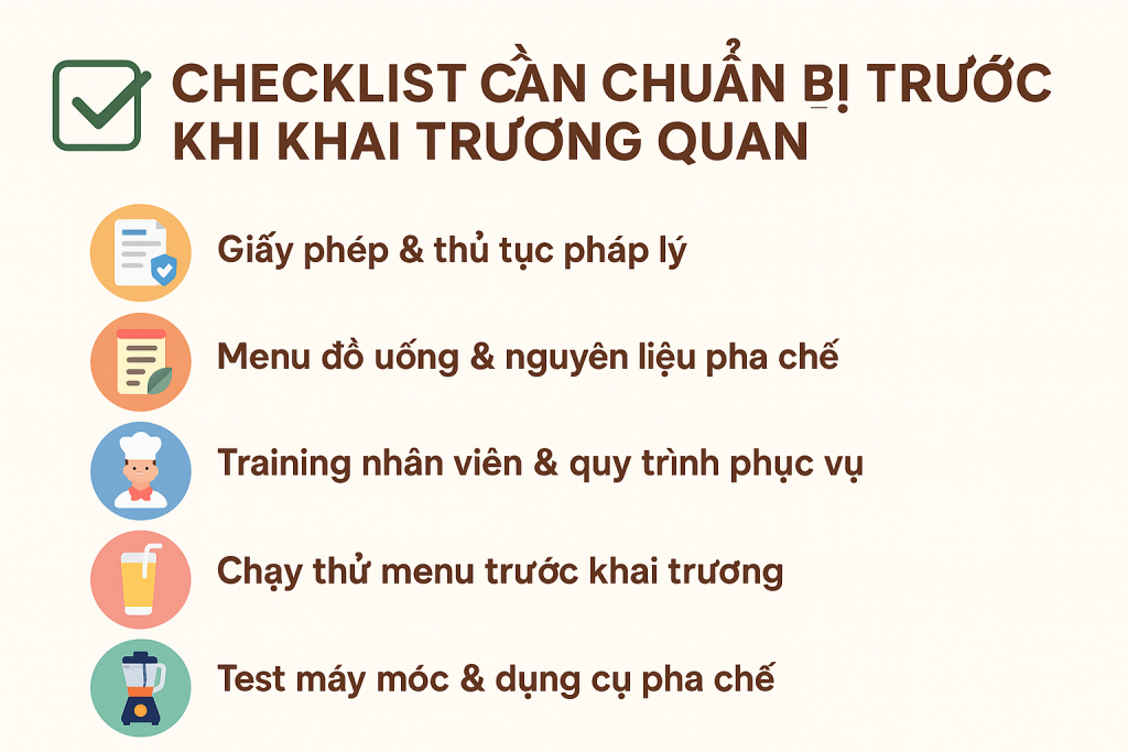 Checklist Cần Chuẩn Bị Trước Khi Khai Trương Quán Trà Sữa – Cafe – Nước Ép