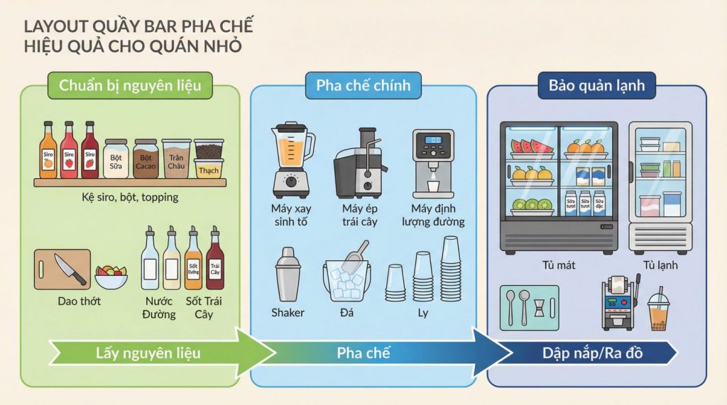 Kinh Nghiệm Setup Khu Bếp – Quầy Bar Pha Chế Khoa Học