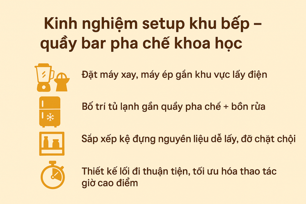 Kinh Nghiệm Setup Khu Bếp – Quầy Bar Pha Chế Khoa Học