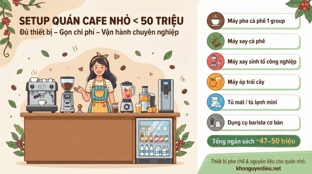 Setup quán cafe nhỏ – Những thiết bị cần có dưới 50 triệu